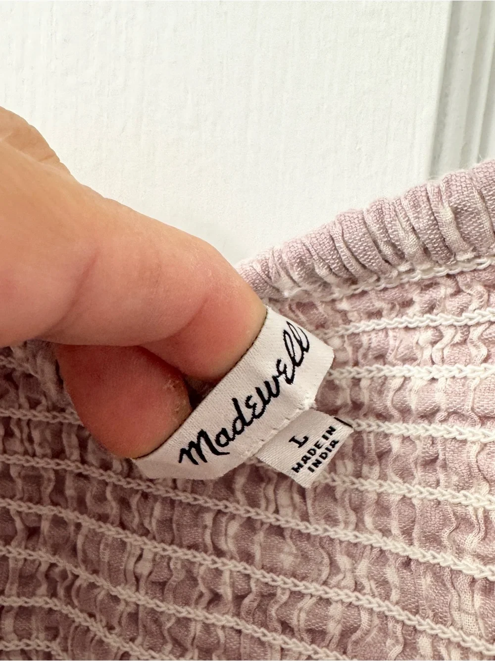 Madewell Seersucker Hopewell Puff Sleeve Crop Top Plaid Purple L